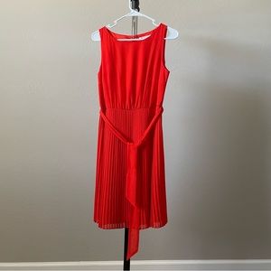 White House Black Market Orange Pleated Dress